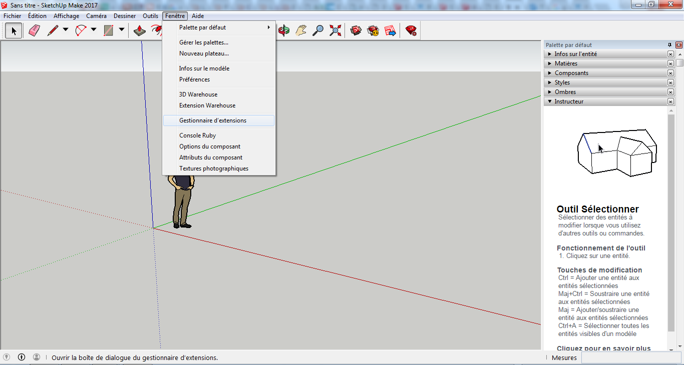 gestionnaire d'extension sketchup